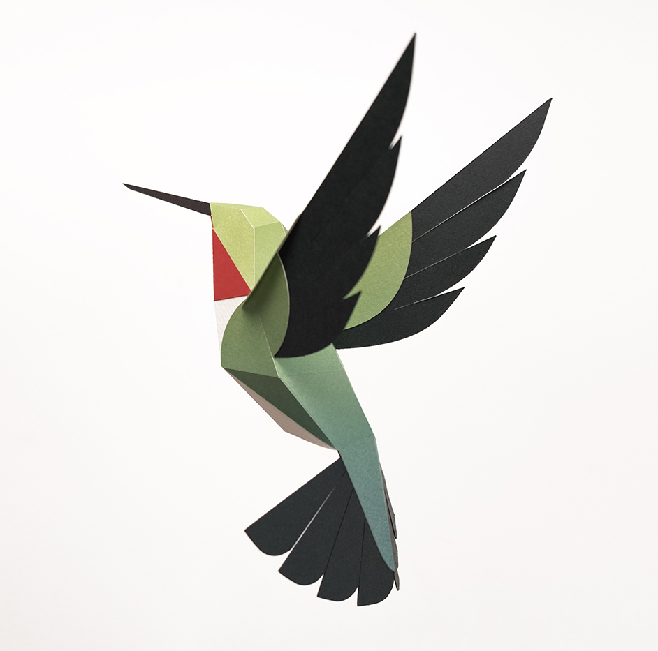 Fold-selv-kolibri papirfugl