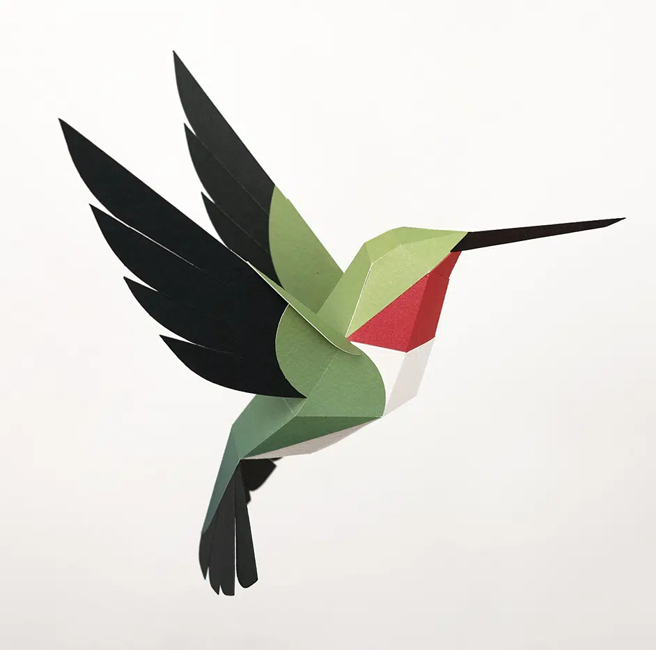 Fold-selv-kolibri papirfugl