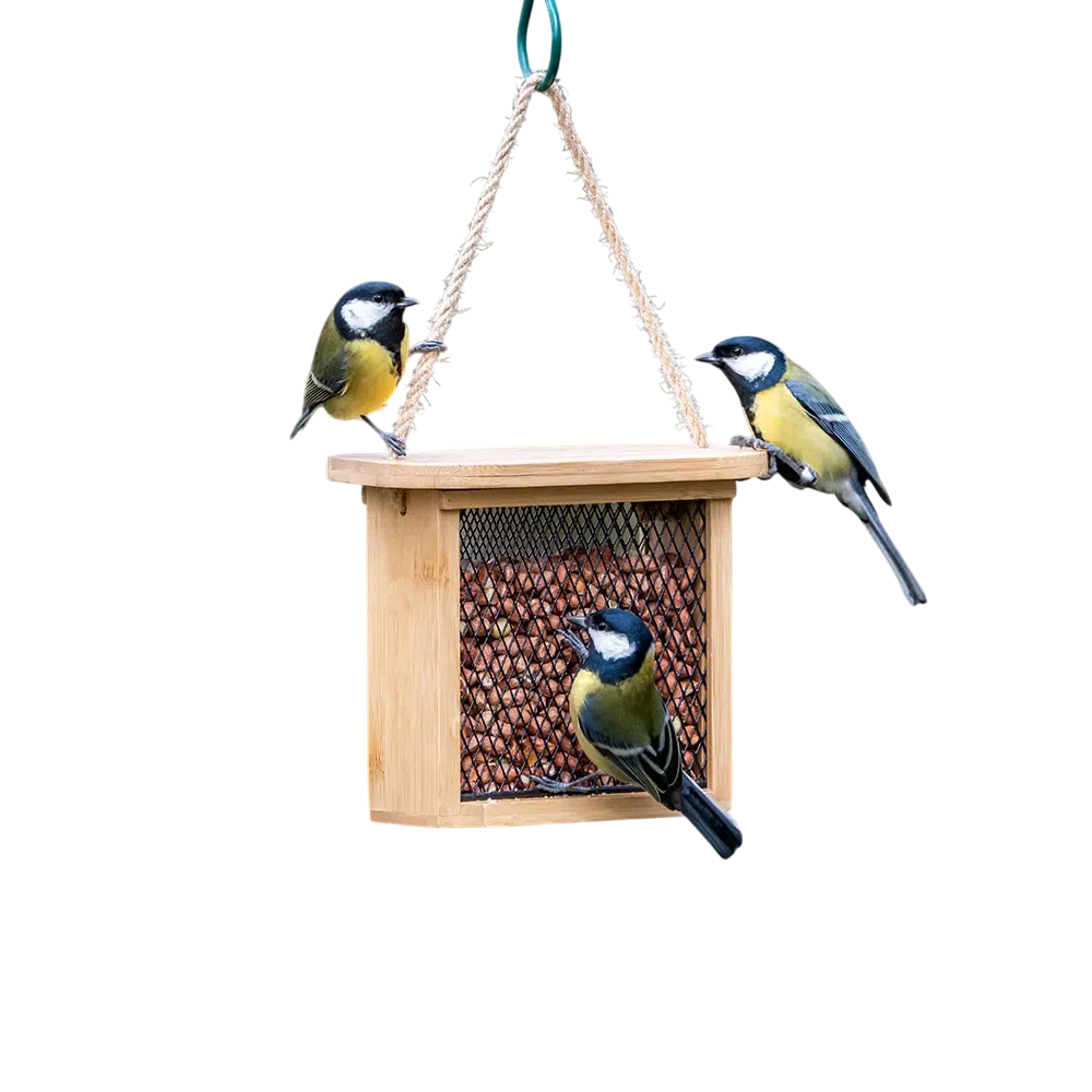 CJW Nagano foderautomat til peanuts og fedtpiller i bambus og metal