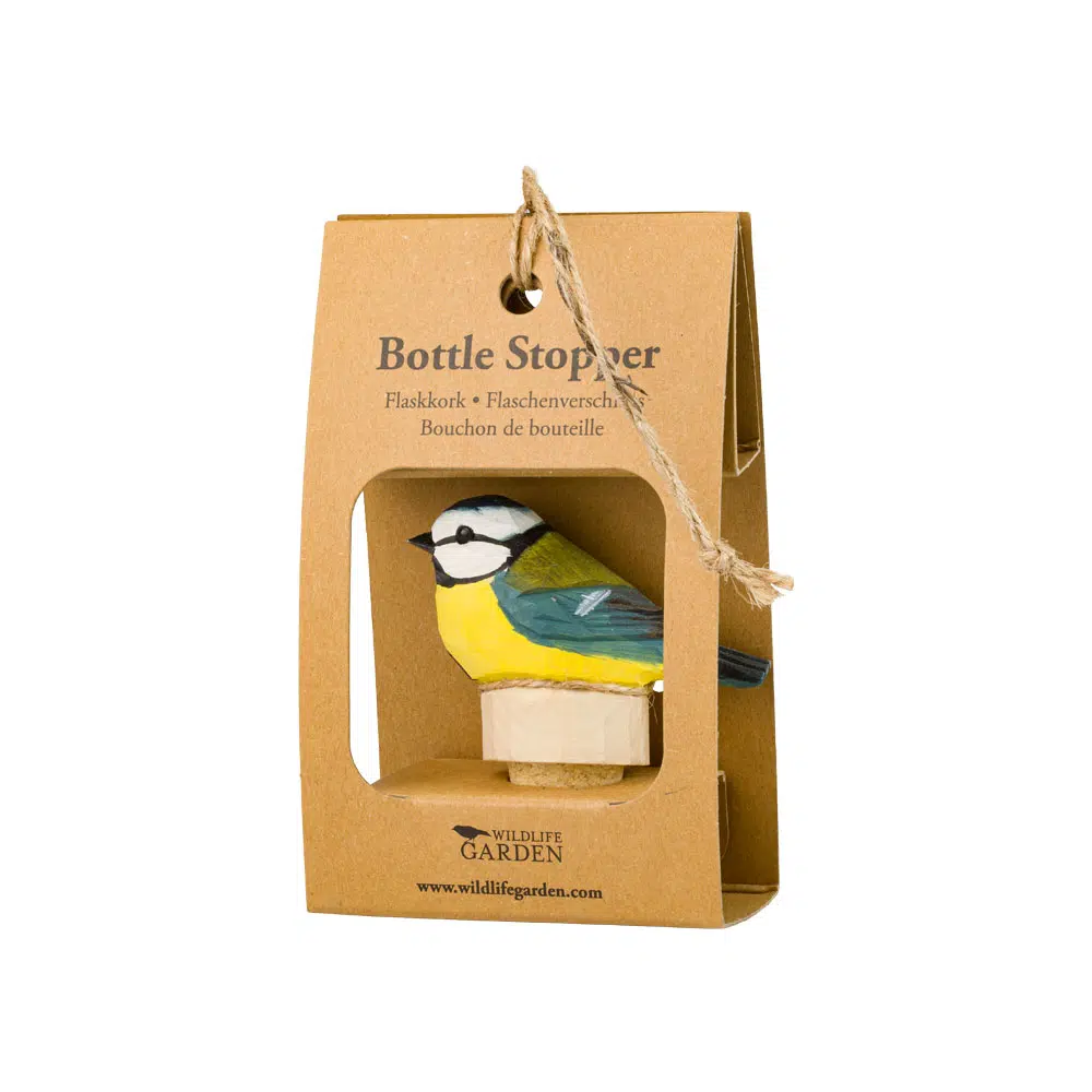 Wildlife Garden Flaskeprop med håndudskåret blåmejse