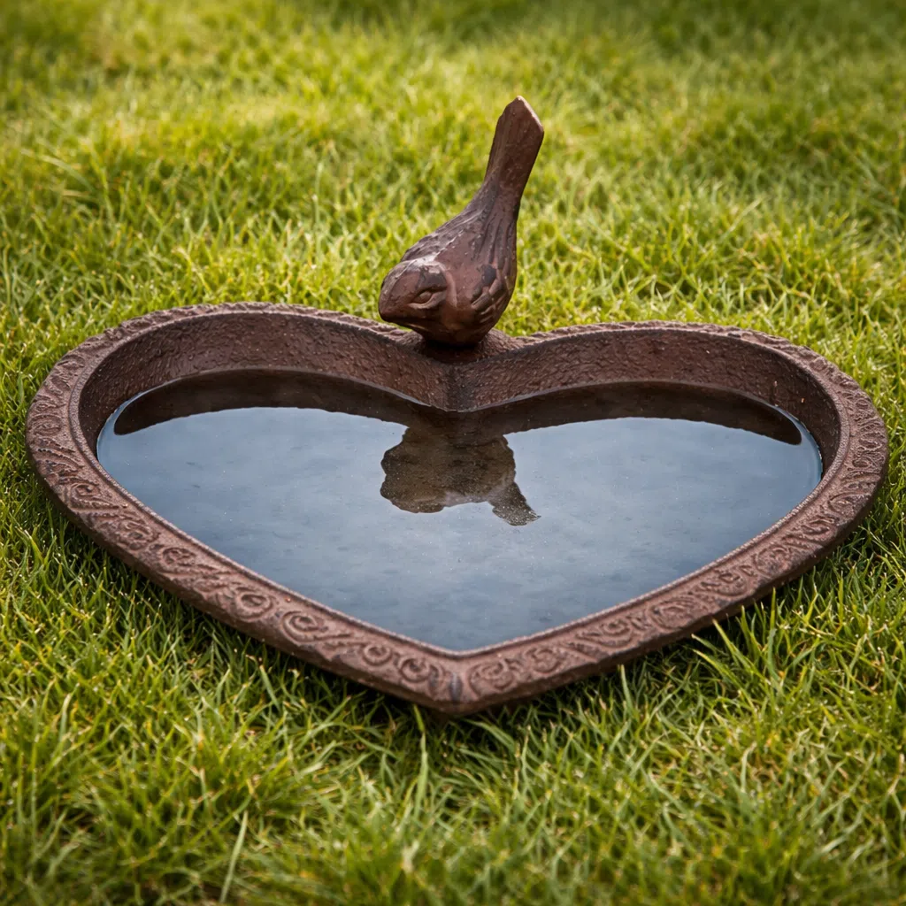 Gardenlife hjerteformet fuglebad i støbejern