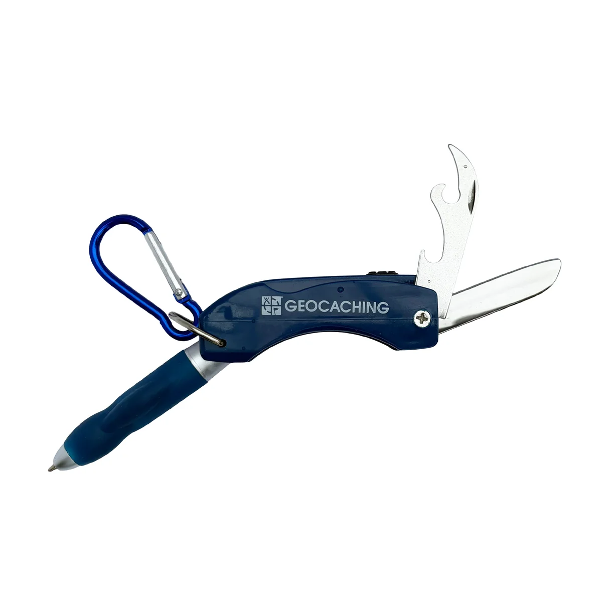 Geocaching 5-i-1 multitool med karabinhage